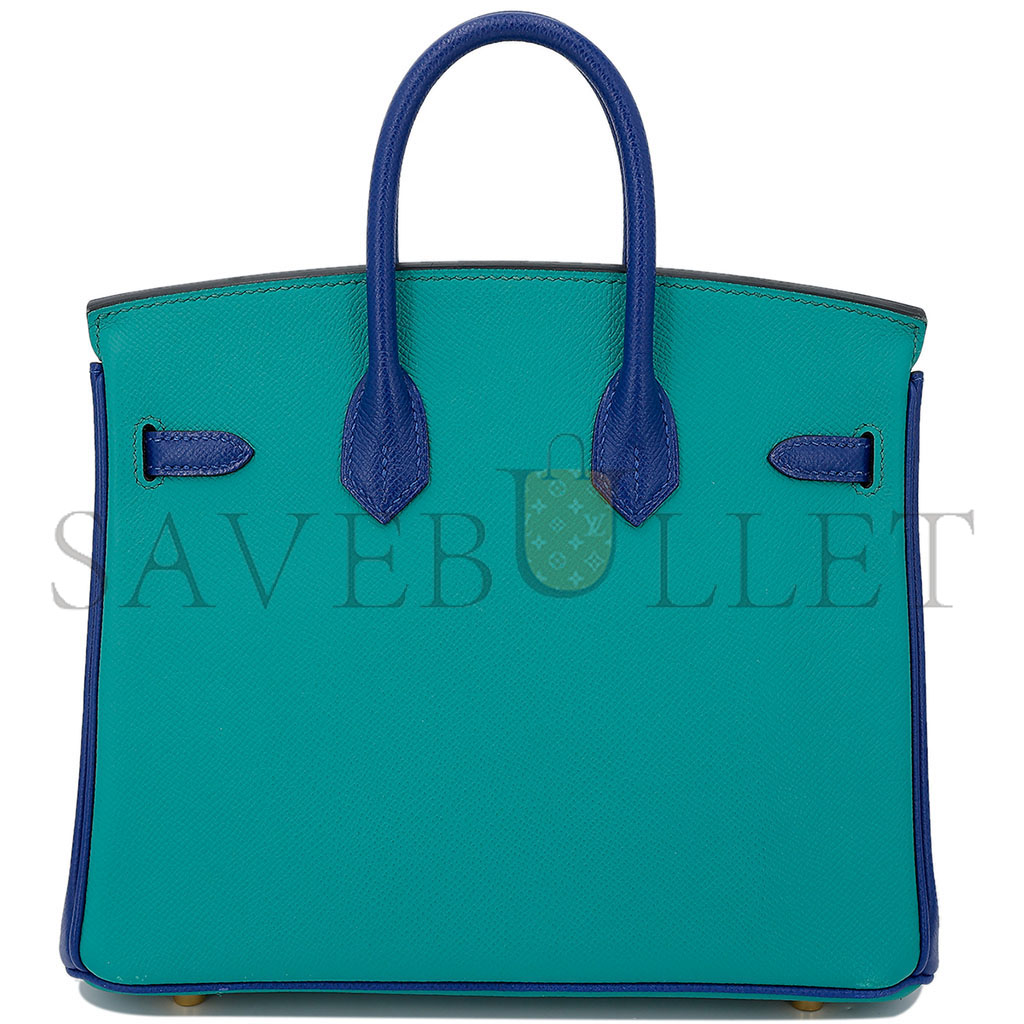H**mes master birkin 35 epsom in malachite green and aqua blue with gold buckle h028369ck33 (35*28*18cm)